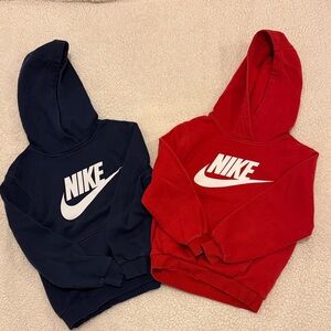 Nike Kids Hoodies in Red and Navy with White Logo